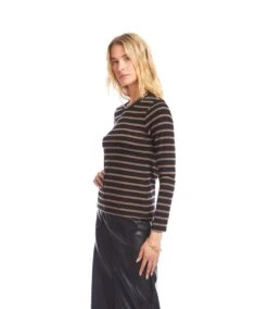 Stripe Long Sleeve Crewneck Top 11 Stripe Long Sleeve Crewneck Top -Karen Kane Store 3L20403 BBR karenkane 2025 Fall 00 5