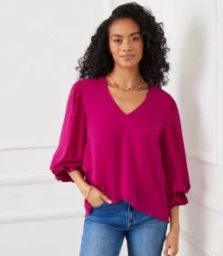 Petite Size Layered Sleeve Asymmetric Top