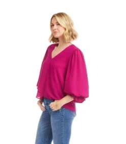 Petite Size Layered Sleeve Asymmetric Top -Karen Kane Store 3L25011P MAG karenkane 2025 fall 00 4