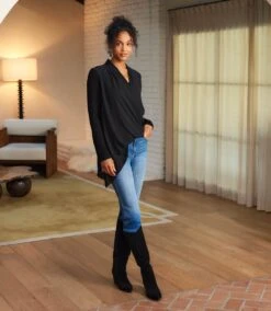 Contrast Double Layer Wrap Top 19 Contrast Double Layer Wrap Top -Karen Kane Store 3L25012 BLK karenkane 2025 fall 00 1