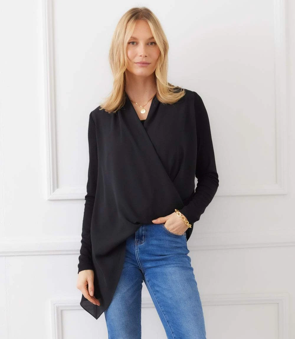 Contrast Double Layer Wrap Top 4 Contrast Double Layer Wrap Top - Image 2