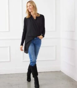 Contrast Double Layer Wrap Top 17 Contrast Double Layer Wrap Top -Karen Kane Store 3L25012 BLK karenkane 2025 fall 00 4