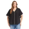 Plus Size Flutter Sleeve Edge Stitch Top -Karen Kane Store 3L35100W BLC karenkane 2025 fall 00 1