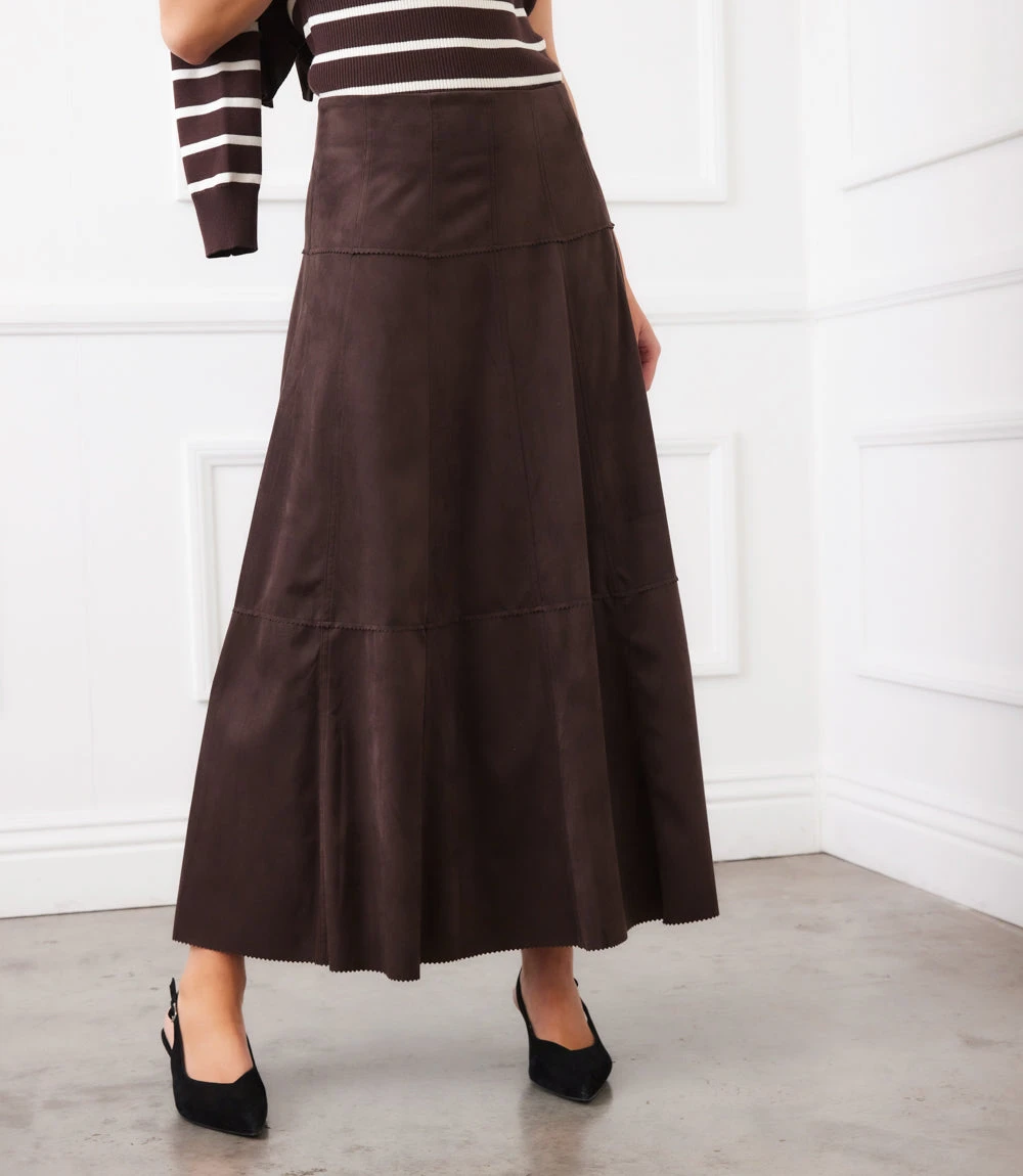 Tiered Faux Suede Midi Skirt 11 Tiered Faux Suede Midi Skirt - Image 9
