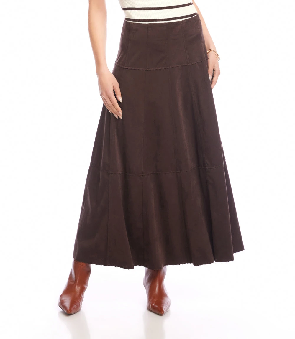 Tiered Faux Suede Midi Skirt 6 Tiered Faux Suede Midi Skirt - Image 4