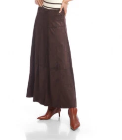 Tiered Faux Suede Midi Skirt 16 Tiered Faux Suede Midi Skirt -Karen Kane Store 3L35300 BRO karenkane 2025 fall 00 5