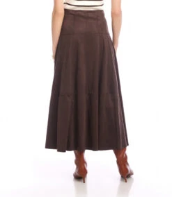 Tiered Faux Suede Midi Skirt 17 Tiered Faux Suede Midi Skirt -Karen Kane Store 3L35300 BRO karenkane 2025 fall 00 6