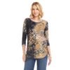 3/4 Sleeve Burnout Shirttail Top -Karen Kane Store 3L35901 TD 1104