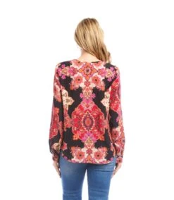 Petite Size Long Sleeve Shirred Blouse -Karen Kane Store 3L37202P PRT karenkane 2025 fall 00 4