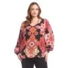 Plus Size Long Sleeve Shirred Blouse -Karen Kane Store 3L37202W PRT karenkane 2025 fall 00 1