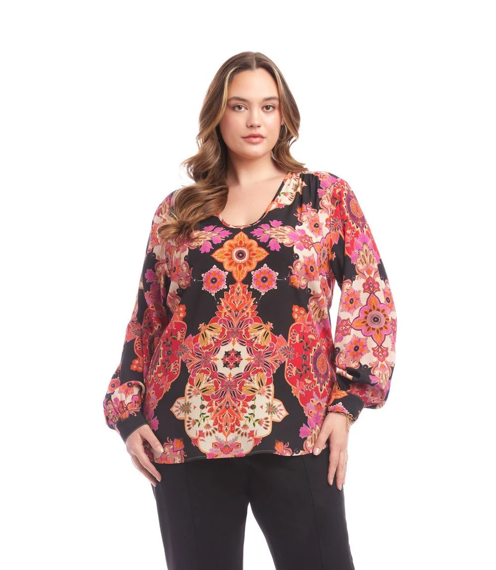Plus Size Long Sleeve Shirred Blouse 3 Plus Size Long Sleeve Shirred Blouse