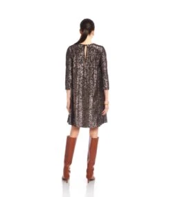 3/4 Sleeve Sequin Swing Dress -Karen Kane Store 3L39500 BRO karenkane 2025 fall 00 3