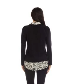 Layered Contrast Zebra Sweater 12 Layered Contrast Zebra Sweater -Karen Kane Store 3L43009 BLK karenkane 2025 fall 00 3