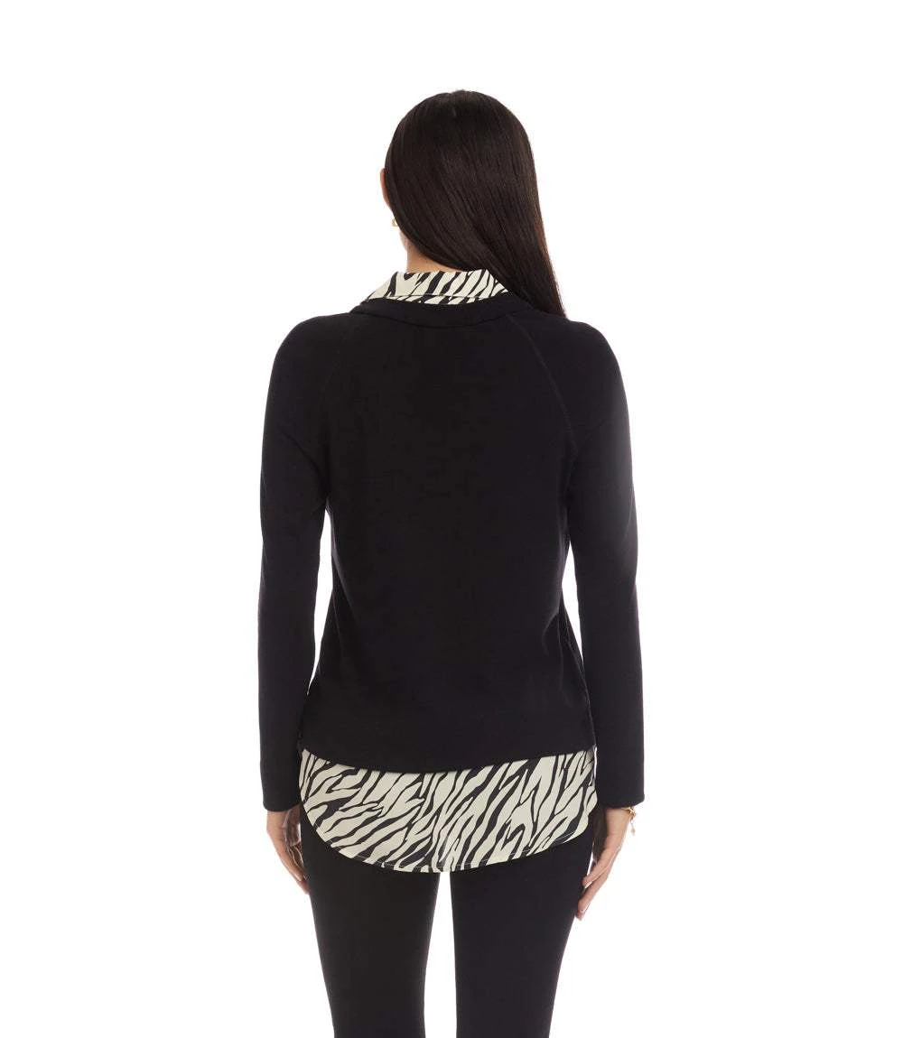 Layered Contrast Zebra Sweater 7 Layered Contrast Zebra Sweater - Image 5