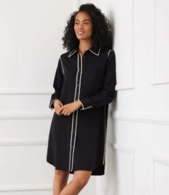 Long Sleeve Edge Stitch Shirtdress