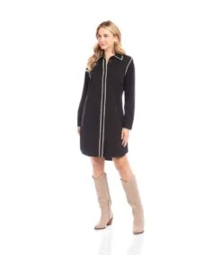 Long Sleeve Edge Stitch Shirtdress -Karen Kane Store 3L46006 BKA karenkane 2025 fall 00 4