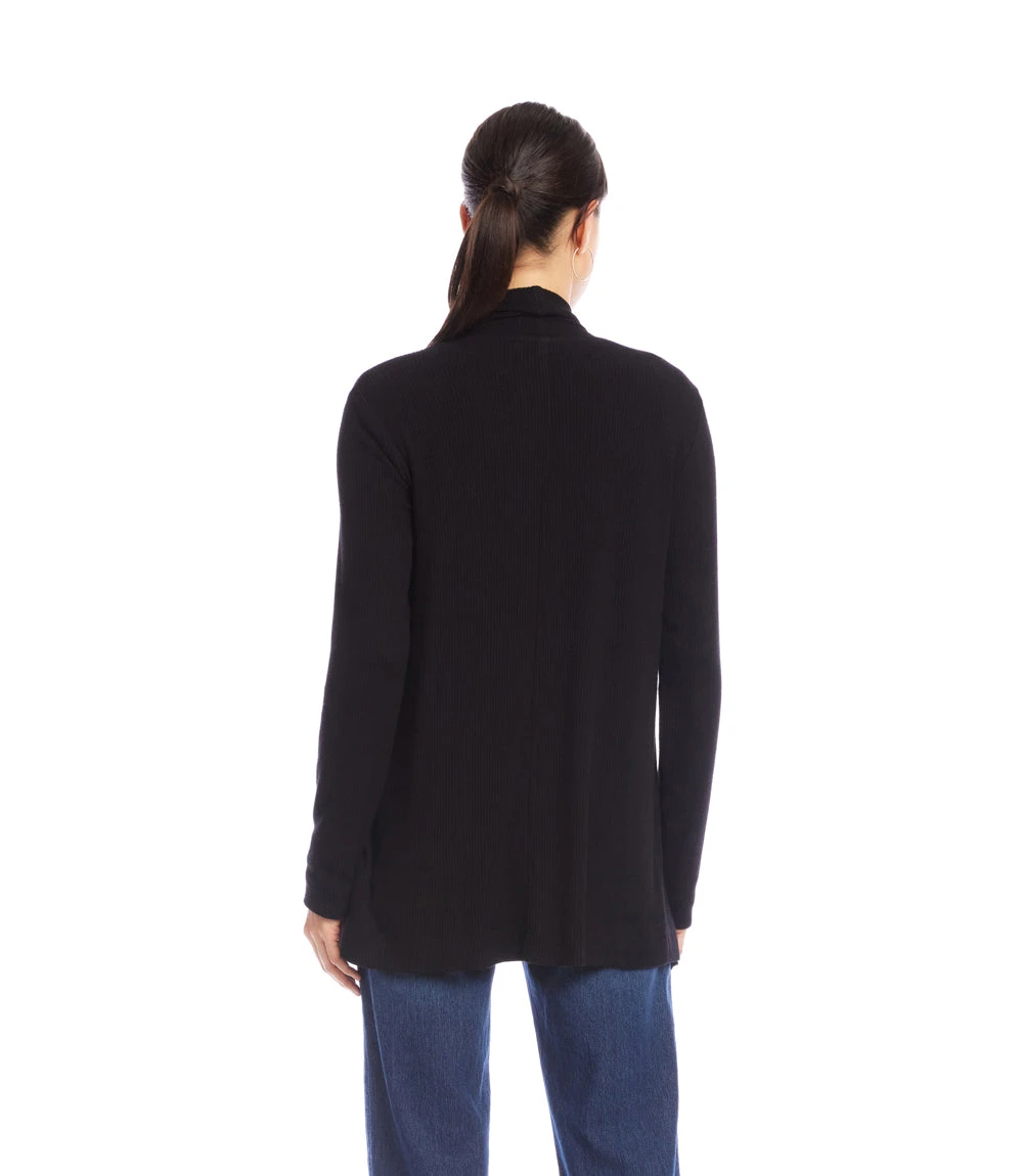 Long Sleeve Ribbed Drape Front Cardigan 7 Long Sleeve Ribbed Drape Front Cardigan - Image 5