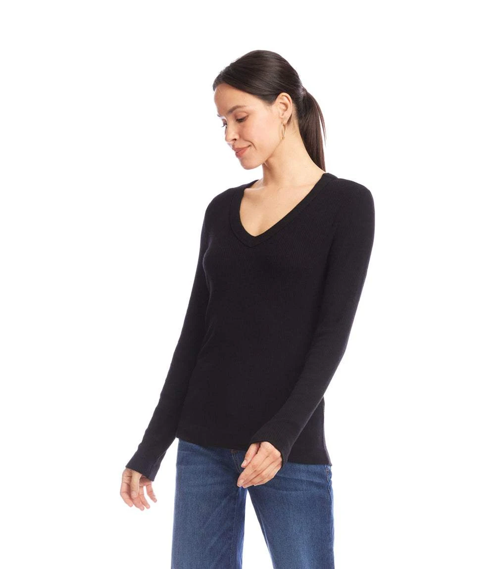 Long Sleeve Ribbed V-Neck Top 5 Long Sleeve Ribbed V-Neck Top - Image 3