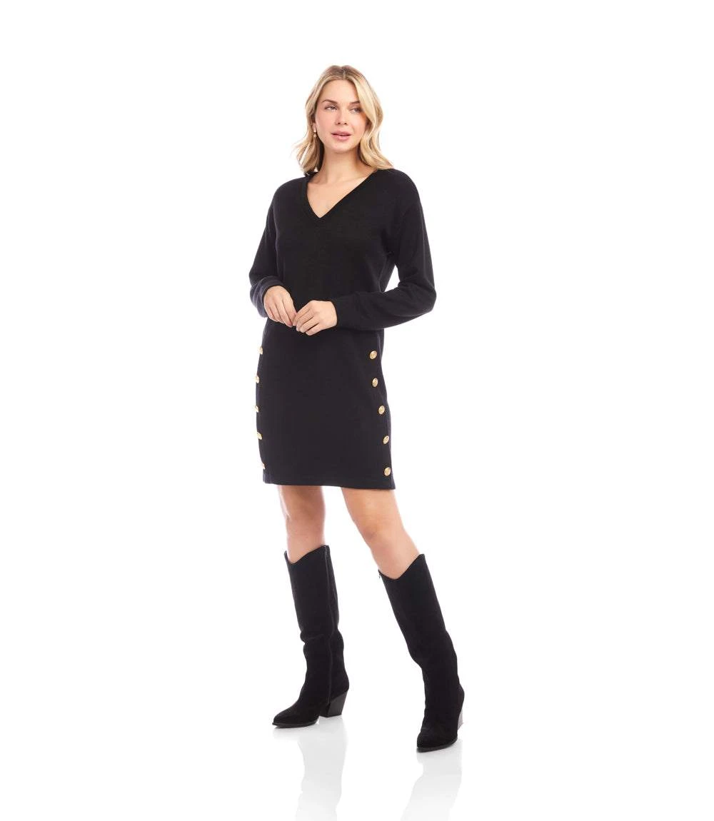 Petite Size Long Sleeve V-Neck Button Detail Dress 7 Petite Size Long Sleeve V-Neck Button Detail Dress - Image 5