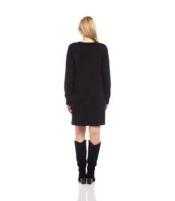 Petite Size Long Sleeve V-Neck Button Detail Dress 21 Petite Size Long Sleeve V-Neck Button Detail Dress -Karen Kane Store 3L57519 BLK karenkane 2025 fall 00 8 1