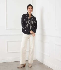 Long Sleeve Embroidered Shirt -Karen Kane Store 3L70135 BKTN karenkane 2025 fall 00 1