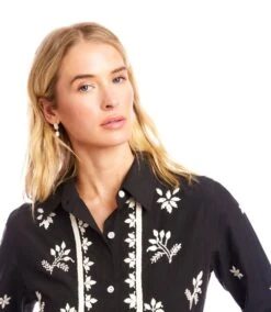 Long Sleeve Embroidered Shirt -Karen Kane Store 3L70135 BKTN karenkane 2025 fall 00 8
