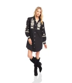 Blouson Sleeve Rope Stitch Shirtdress 14 Blouson Sleeve Rope Stitch Shirtdress -Karen Kane Store 3L70136 BKTN karenkane 2025 fall 00 4
