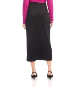 Faux Suede Front Slit Skirt -Karen Kane Store 3L71510 BLK karenkane 2025 fall 00 5