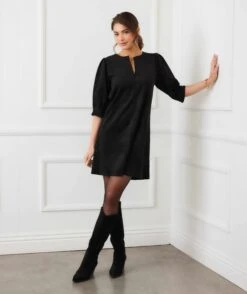 Faux Suede Puff Sleeve Dress 15 Faux Suede Puff Sleeve Dress -Karen Kane Store 3L71512 BLK karenkane 2025 fall 00 1 5679fda6 3d3e 413f 9799 171411489bc7