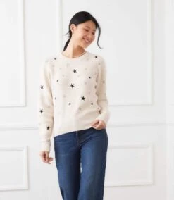 Embroidered Stars Sweater 14 Embroidered Stars Sweater -Karen Kane Store 3L89129 OAT karenkane 2025 Fall 00 2