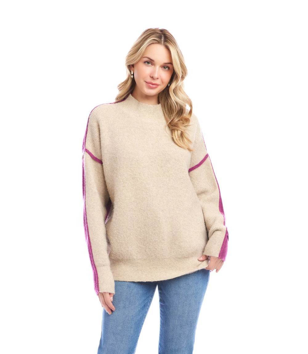 Petite Size Colorblock Mock Neck Sweater 5 Petite Size Colorblock Mock Neck Sweater - Image 3