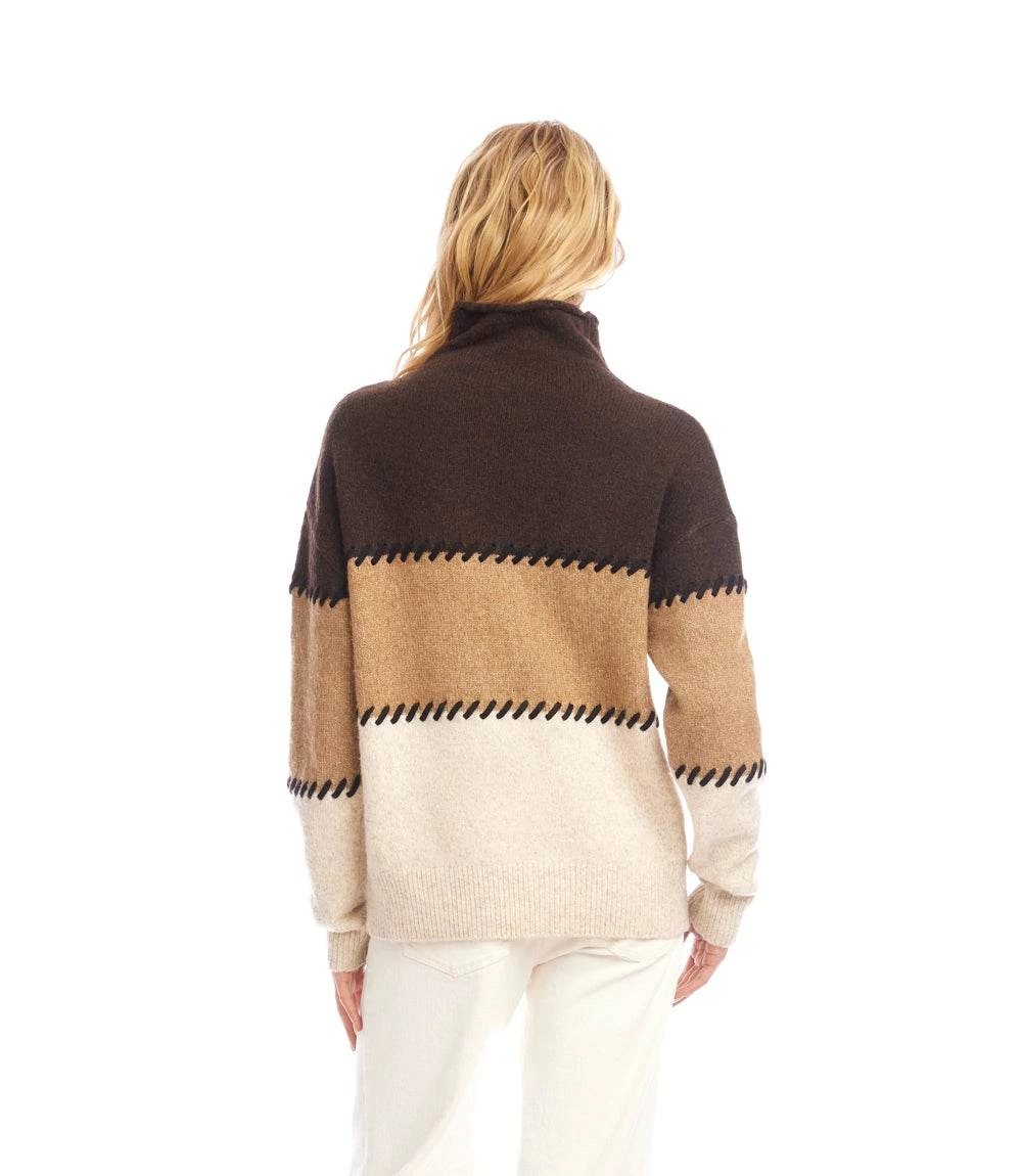 Contrast Stitch Mock Neck Colorblock Sweater 8 Contrast Stitch Mock Neck Colorblock Sweater - Image 6