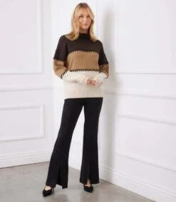 Contrast Stitch Mock Neck Colorblock Sweater 19 Contrast Stitch Mock Neck Colorblock Sweater -Karen Kane Store 3L89983 MUL karenkane 2025 fall 00 6