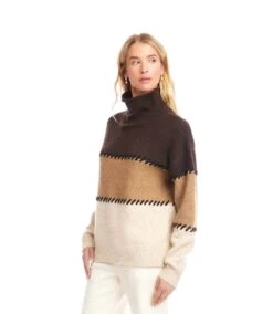Contrast Stitch Mock Neck Colorblock Sweater 17 Contrast Stitch Mock Neck Colorblock Sweater -Karen Kane Store 3L89983 MUL karenkane 2025 fall 00 9