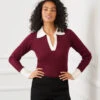 Contrast Ribbed Polo Sweater