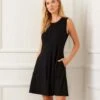 Petite Size Sleeveless Fit & Flare Dress -Karen Kane Store 41215BD4 F519 4028 BB87 8D88A1E4EDA1
