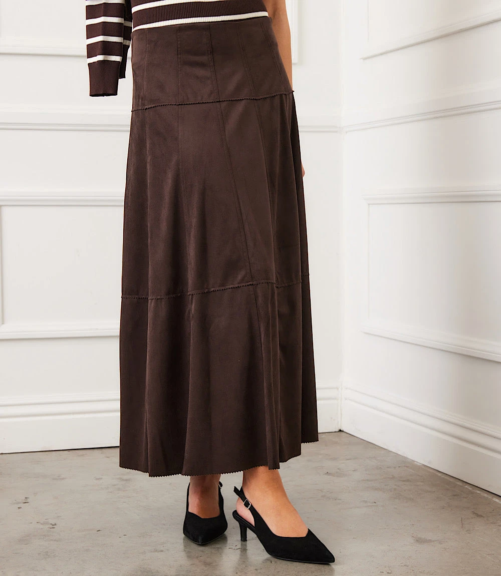 Tiered Faux Suede Midi Skirt 9 Tiered Faux Suede Midi Skirt - Image 7