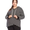 Plus Size Stripe Asymmetric Hem Hoodie 2 Plus Size Stripe Asymmetric Hem Hoodie -Karen Kane Store 4L12401W STP karenkane 2024 winter 00 1