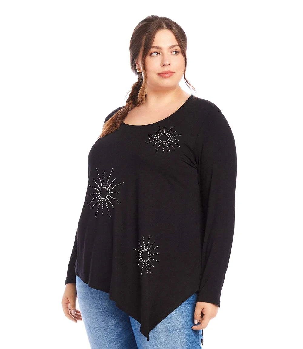 Plus Size Embellished Asymmetric Top 3 Plus Size Embellished Asymmetric Top