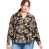 Plus Size Blouson V-Neck Top 2 Plus Size Blouson V-Neck Top -Karen Kane Store 4L17202W PRT karenkane 2024 winter 00 1