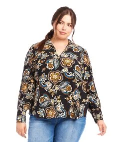 Plus Size Blouson V-Neck Top