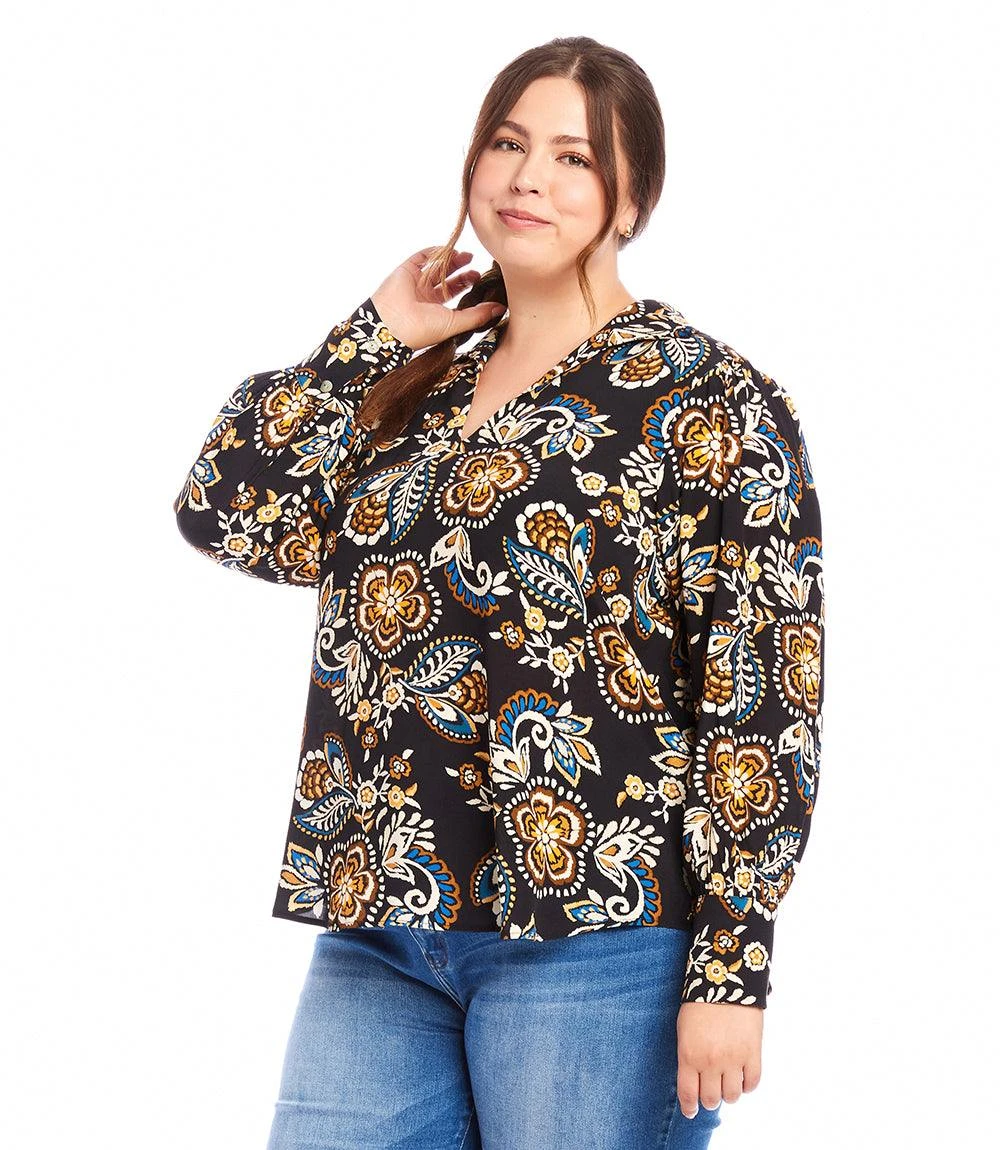 Plus Size Blouson V-Neck Top 4 Plus Size Blouson V-Neck Top - Image 2