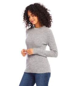 Wide Ribbed Crewneck Sweater 9 Wide Ribbed Crewneck Sweater -Karen Kane Store 4L89882 GRA karenkane 2024 winter 00 2