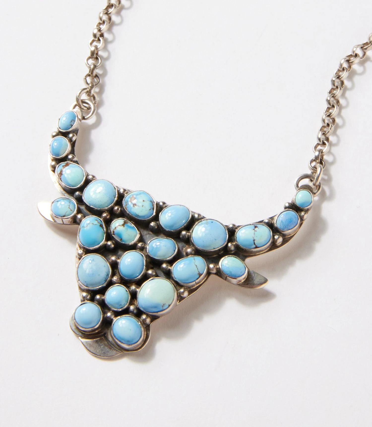 Golden Hill Longhorn Turquoise Pendant Necklace 3 Golden Hill Longhorn Turquoise Pendant Necklace - Image 2