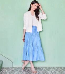 Stripe Tiered Midi Skirt -Karen Kane Store 5F6F66FA A29F 4695 A45E 98A17810EDAD