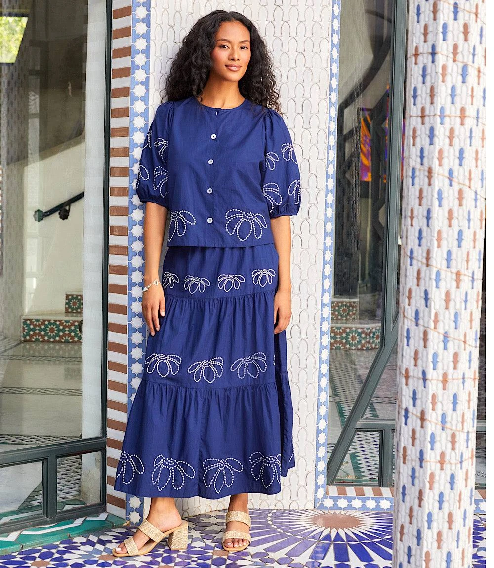 Embroidered Tiered Midi Skirt 8 Embroidered Tiered Midi Skirt - Image 7