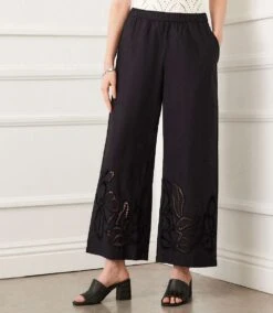 Cutout Embroidery Pants
