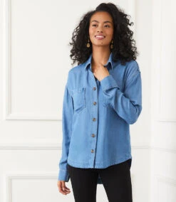 Long Sleeve Soft Denim Shirt Jacket -Karen Kane Store 6CD71A8E 49D0 46B8 9EEB 6D4354FD1A0A