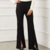 Faux Suede Front Slit Pants -Karen Kane Store 755D9CF7 F5F7 4B7F 9696 9432DFEB641C