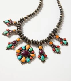 Turquoise Cluster Necklace And Earring Set